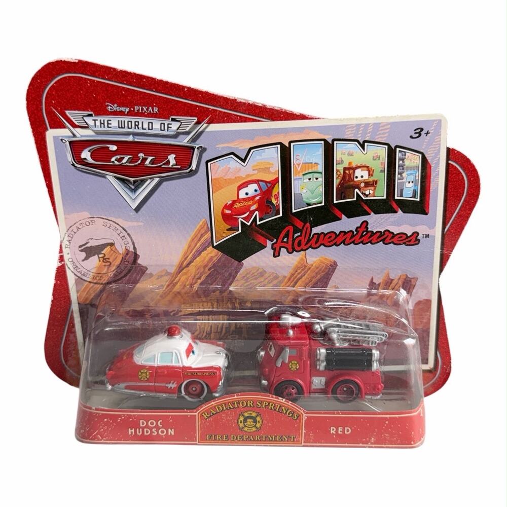 Disney Pixar Cars Mini Adventures Fire Dept 2 Pack Doc Hudson & Red